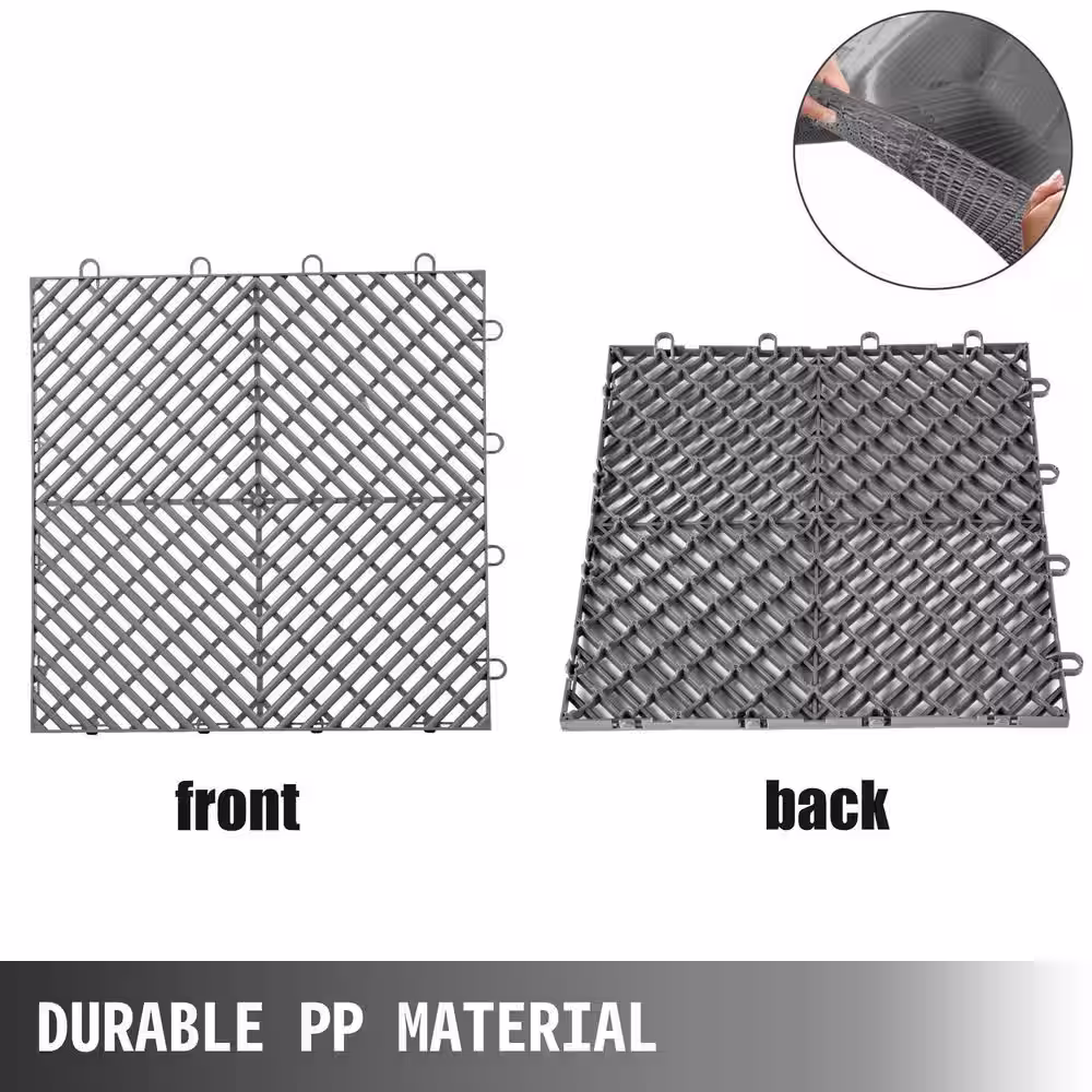 None Compound Rubber Tiles 12 in. x 12 in. x 0.5 in. Interlocking Garage Floor Tiles Deck Tile for Wet Area (25-Packs, Gray)