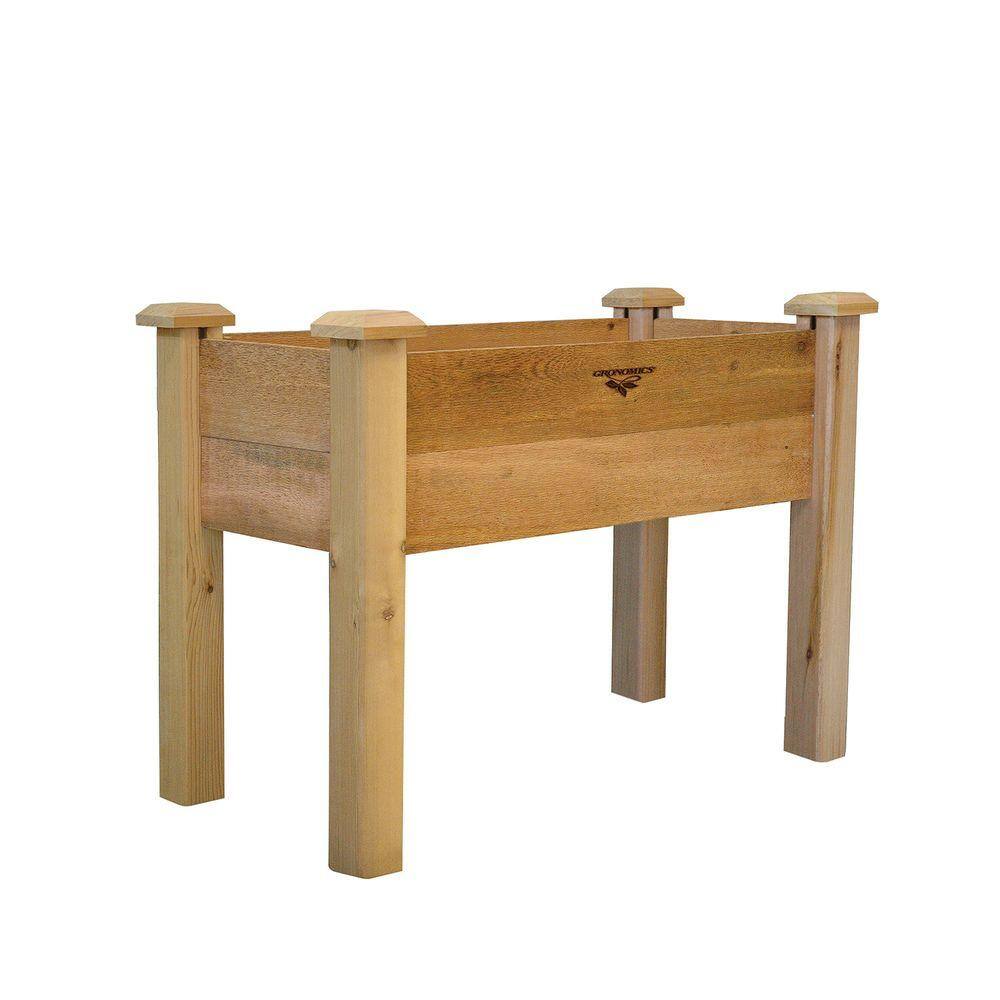 Gronomics 18 in. x 34 in. x 32 in. - 10 in. D Rustic Raised Garden Bed
