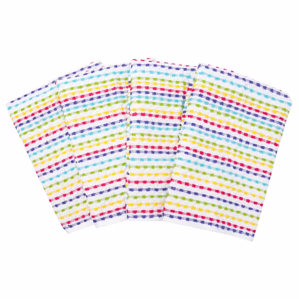 RITZ Summer Multicolor Pebble Cotton Terry Bar Mop Kitchen Towel Set of 4