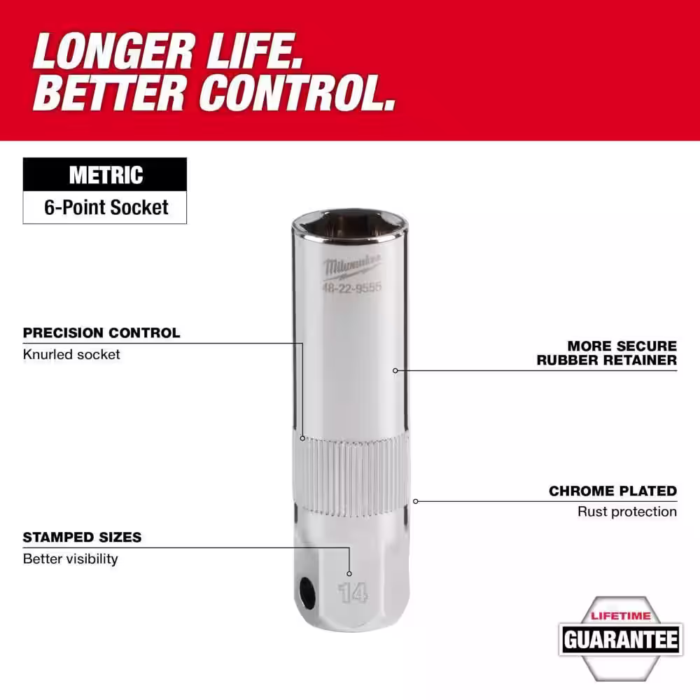 Milwaukee 3/8 in. Drive 14 mm Spark Plug Socket