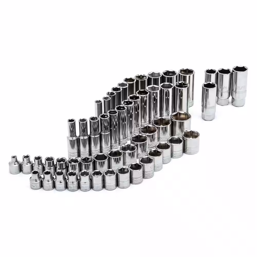 Husky 3/8 in. Drive SAE and Metric Socket and Bit Socket Set (91-Piece)
