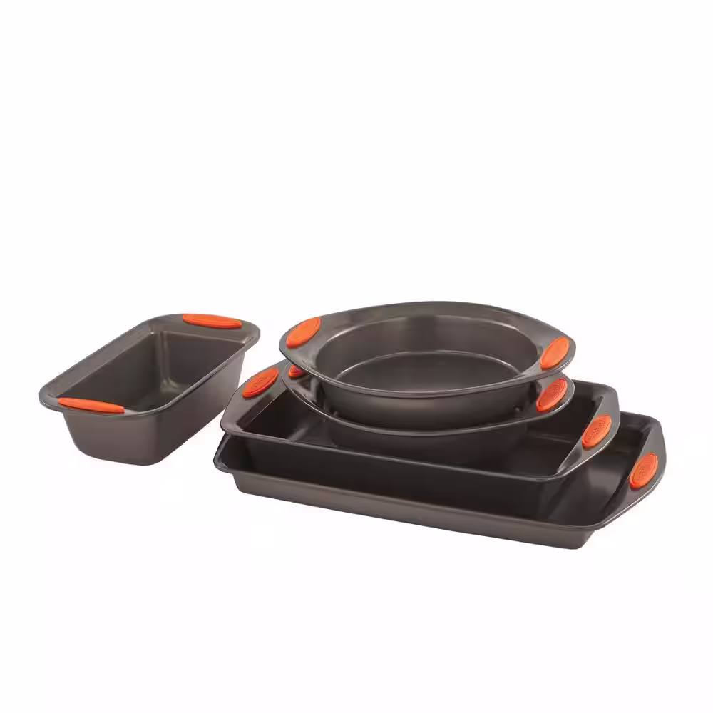 Rachael Ray Oven Lovin' 5-Piece Gray and Orange Bakeware Set