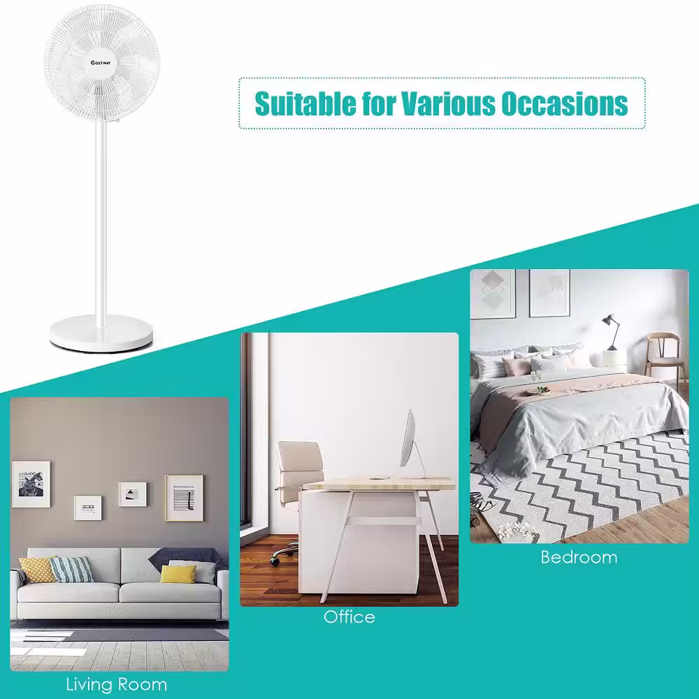 Costway 29 in. x 37.5 in. x 45.5 in. Oscillating Pedestal Fan with Remote Control