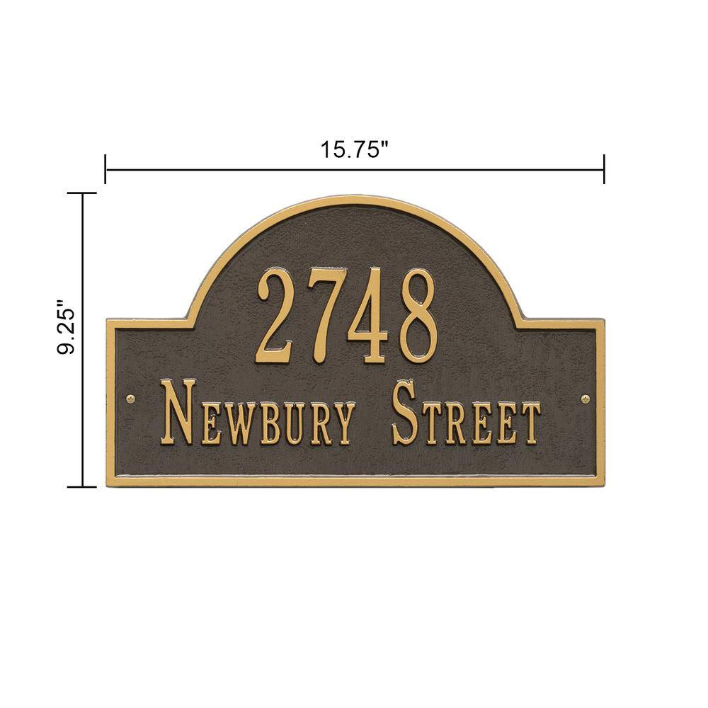Whitehall Products Arch Marker Standard Bronze/Gold Wall 2-Line Address Plaque