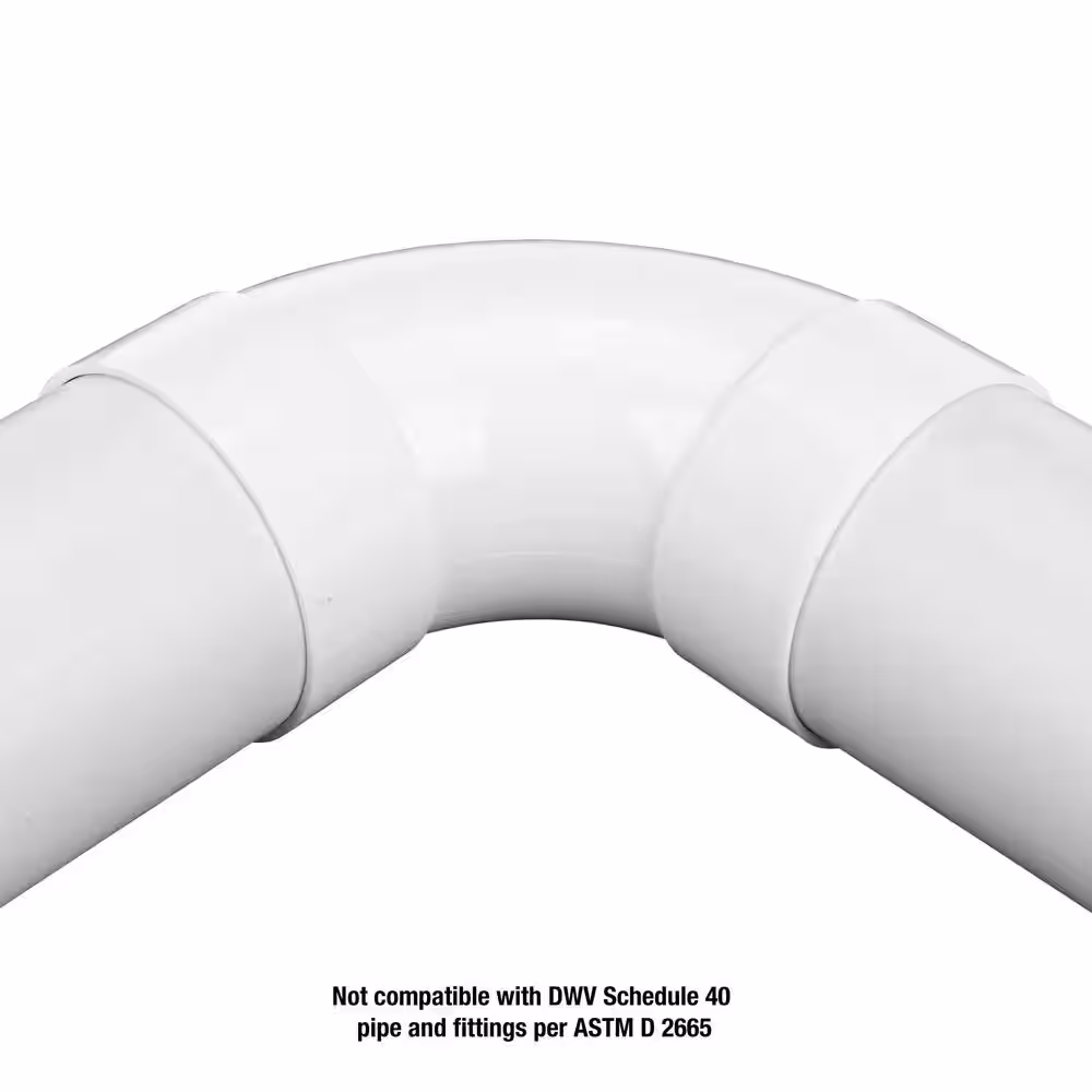 NDS PVC S&D 90Â° Long-Turn Elbow, 4 in. Hub X Hub