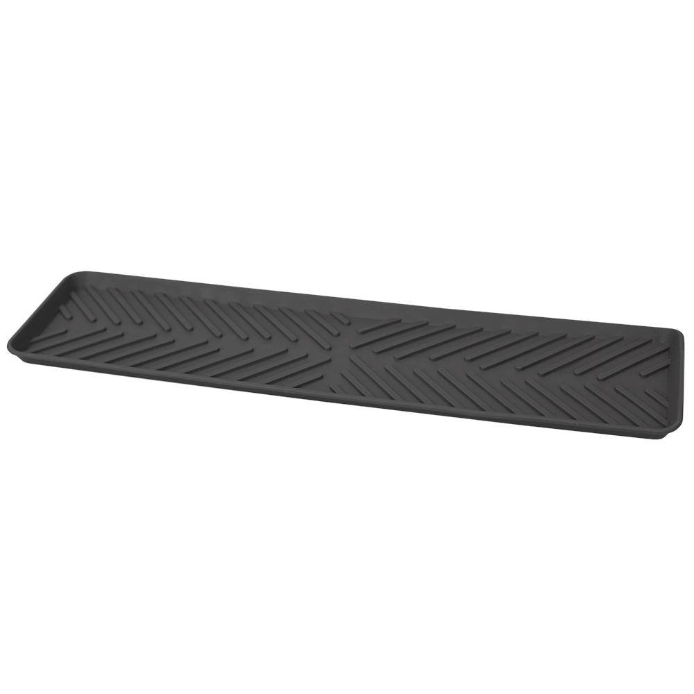 Home Basics Grey Ridged Plastic Non-Skid Dish Drying Mat