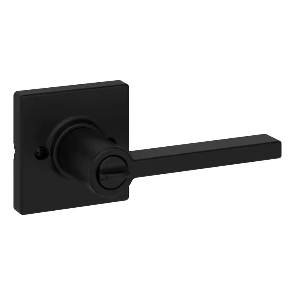 Kwikset Casey Matte Black Keyed Entry Door Handle Featuring SmartKey Technology and Microban
