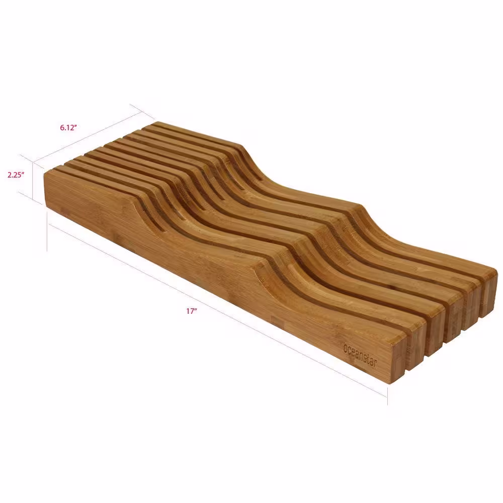 Oceanstar 2.25 in. x 6.12 in. x 17 in. In-Drawer Bamboo Knife Organizer