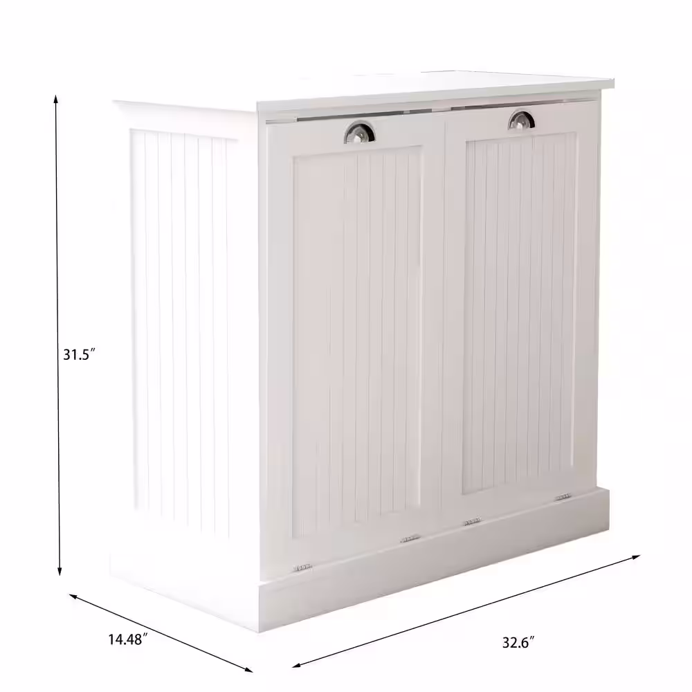 None 32.68 in. D x 14.57 in. W x 31.50 in. H Double Tilt-Out Laundry Hamper in White
