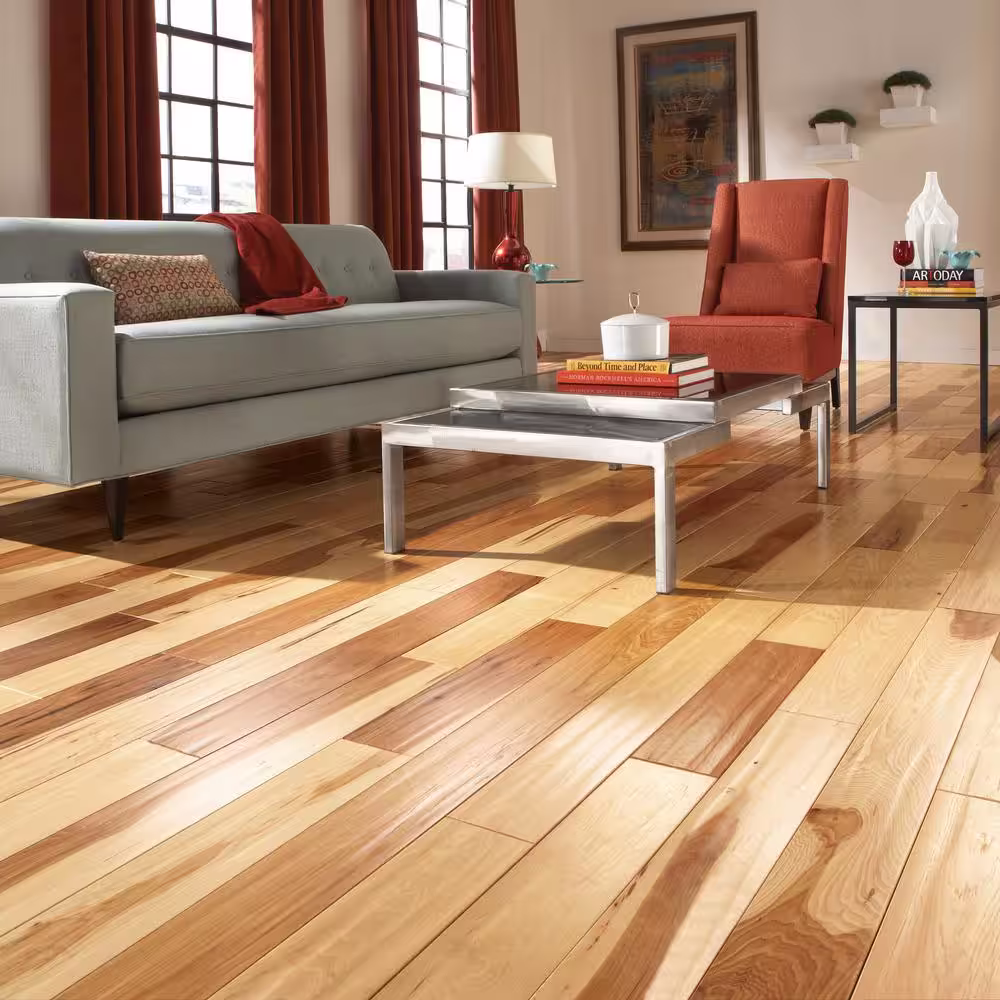 Blue Ridge Hardwood Flooring Natural Sawn Hickory 1/2 in. T x 5 in. W Wire Brushed Engineered Hardwood Flooring (39 sqft/case)