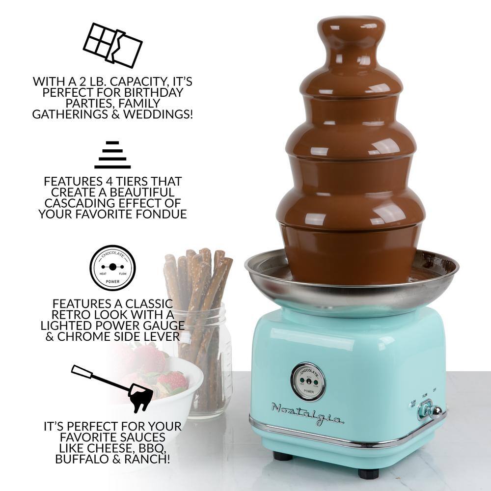 Nostalgia Retro Series 4-Tier Aqua Chocolate Fondue Fountain