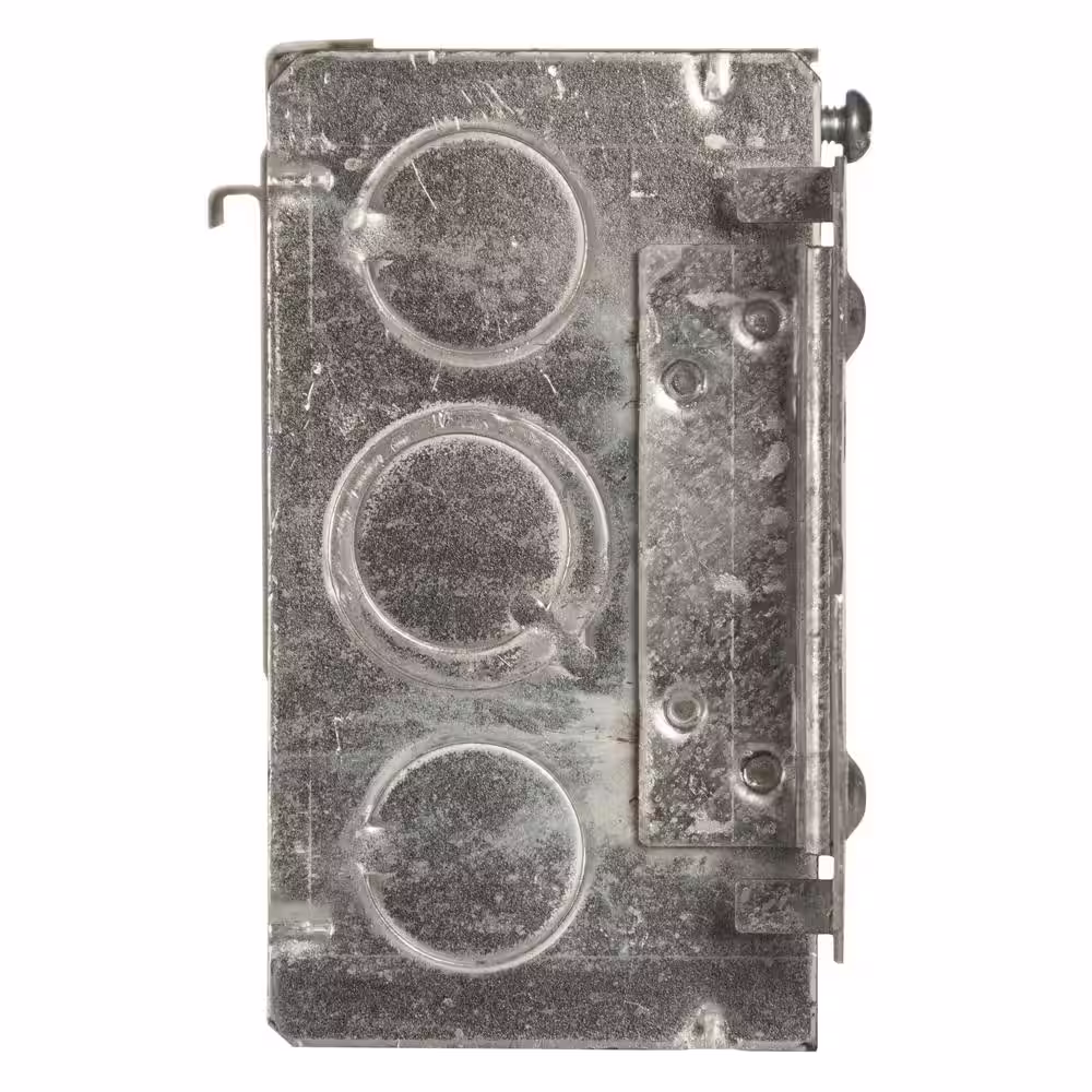 RACO 4 in. H x 2 in. W x 2-1/8 in. D 2-Gang Welded Square Box with Ten 1/2 in. KOs, Six TKO's, UBS, HM Bracket, Raised Ground