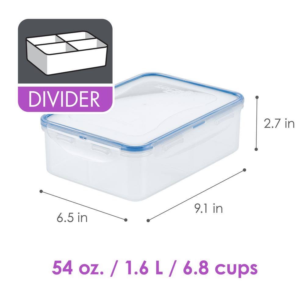 None Storage Divided 2-Piece Rectangular Food Storage Containers, 54.1 oz., Set