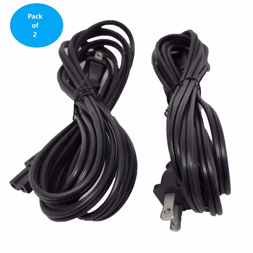 Micro Connectors, Inc 10 ft. 18AWG 2-Prong Polarized Notebook Power Cord NEMA 1-15P To C7 (2-Pack)