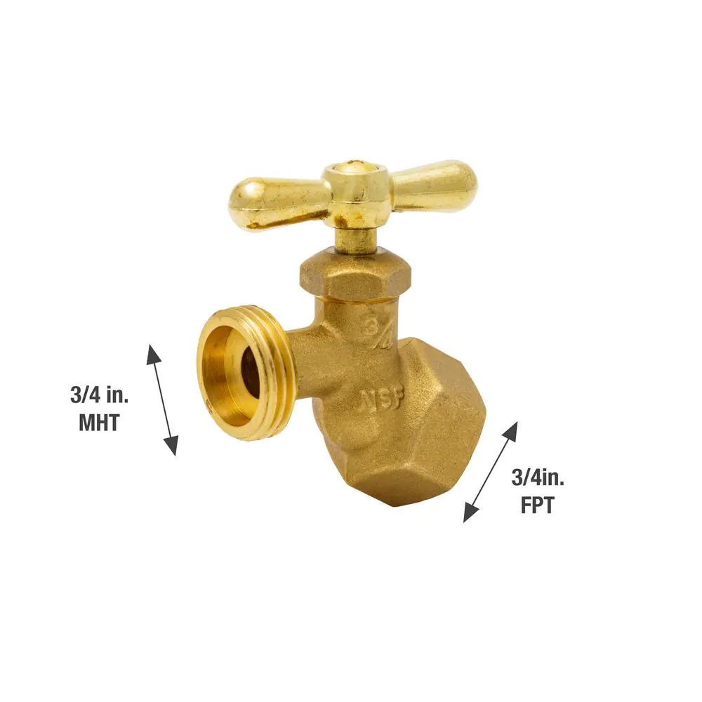 Everbilt 3/4 in. x 3/4 in. FIP x MHT Brass No-Kink Hose Bibb Valve