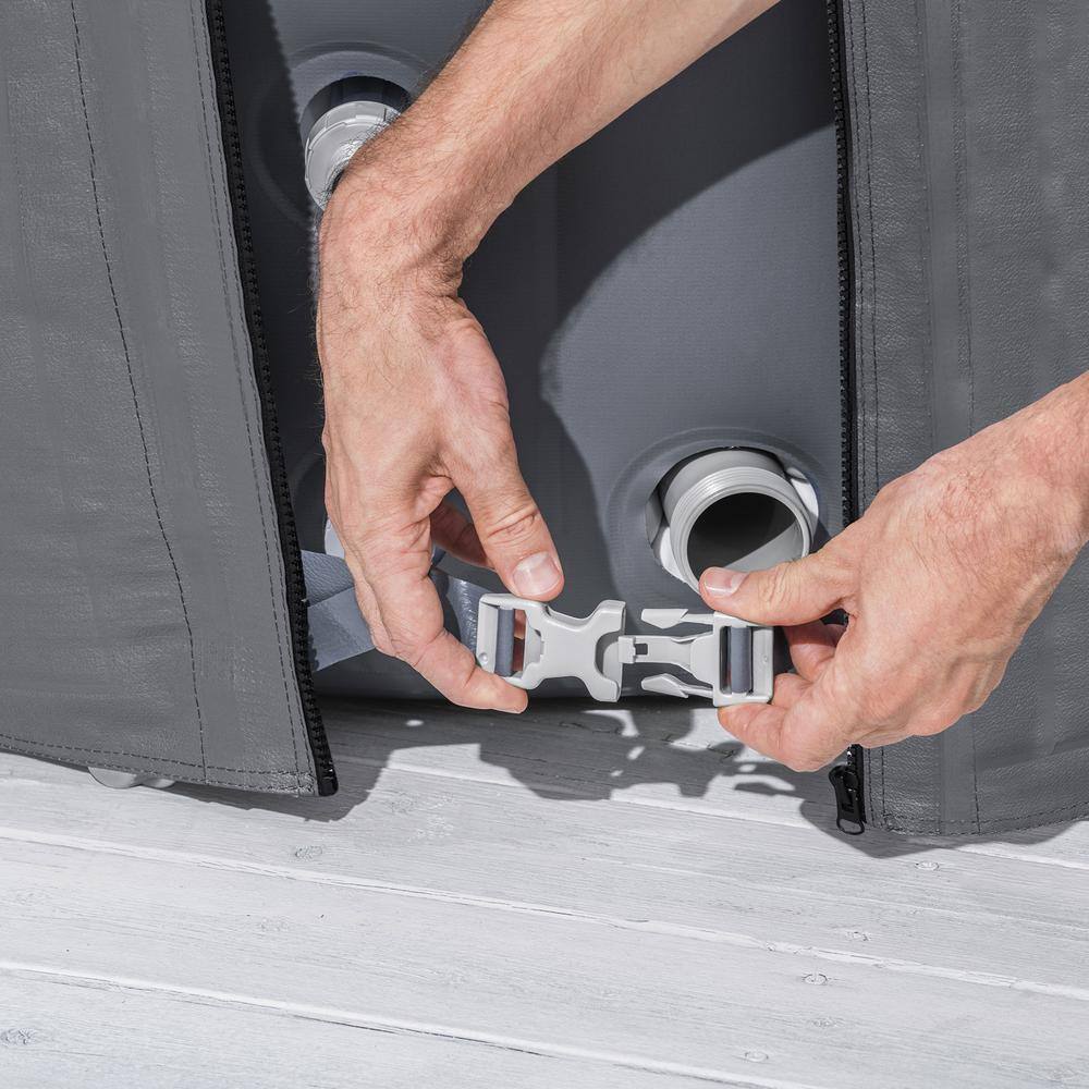 None 71 in. x 26 in. Waterproof Round Thermal Spa Cover in Gray