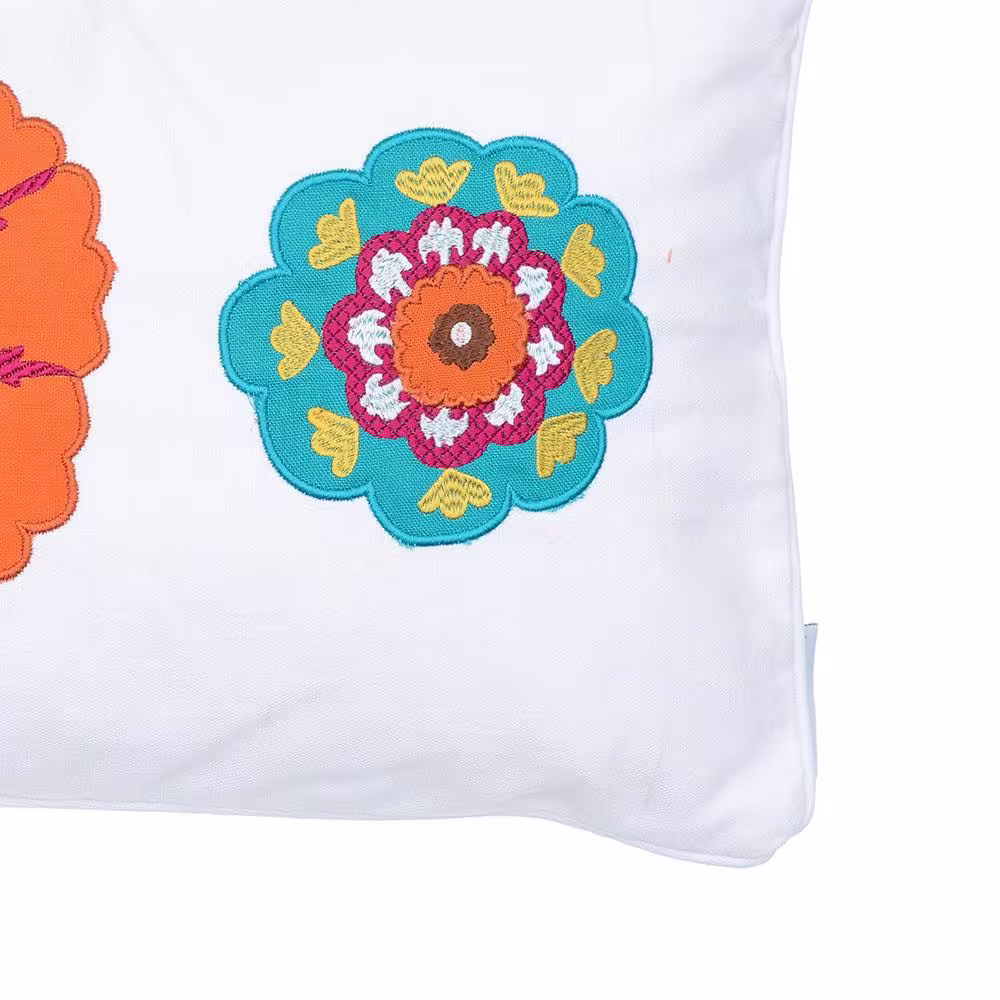 None Serendipity Multicolor Embroidered Medallion 12 in. x 24 in. Throw Pillow