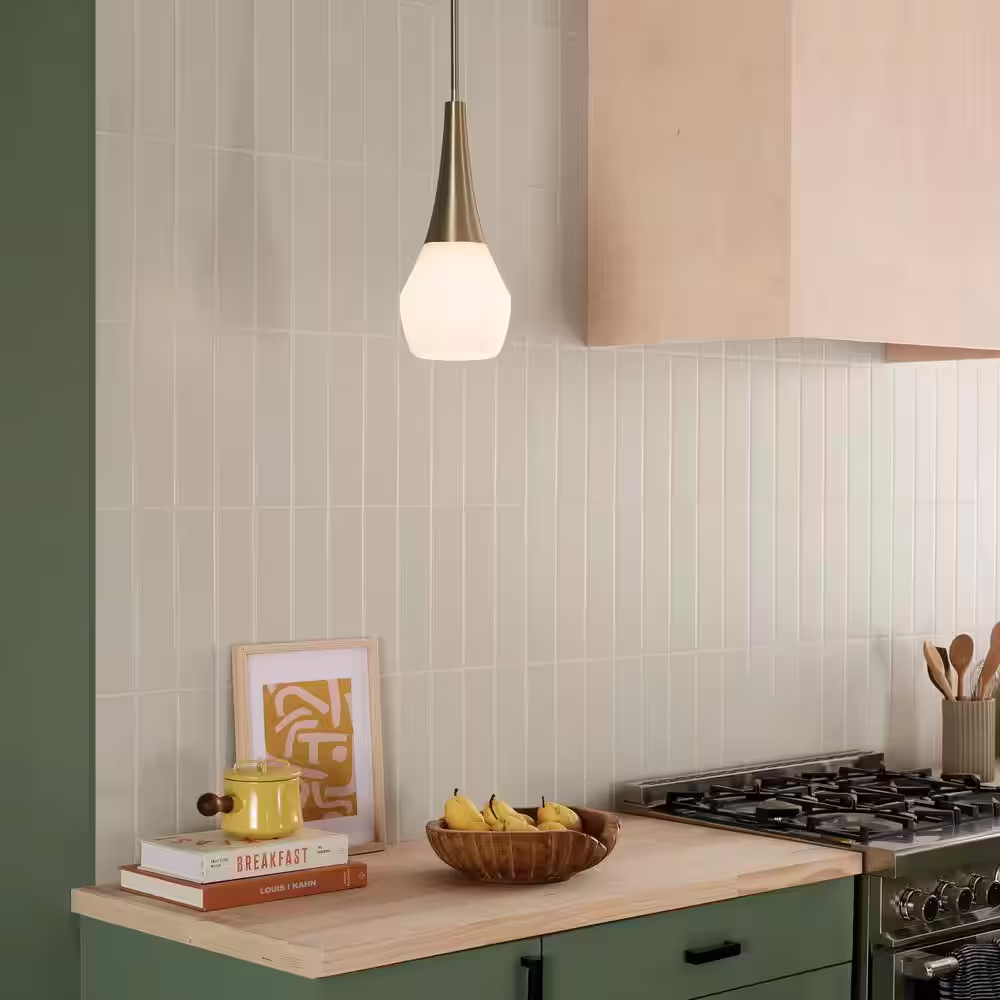 KICHLER Deela 17 in. 1-Light Champagne Bronze Modern Kitchen Island Pendant Hanging Light with Opal Glass