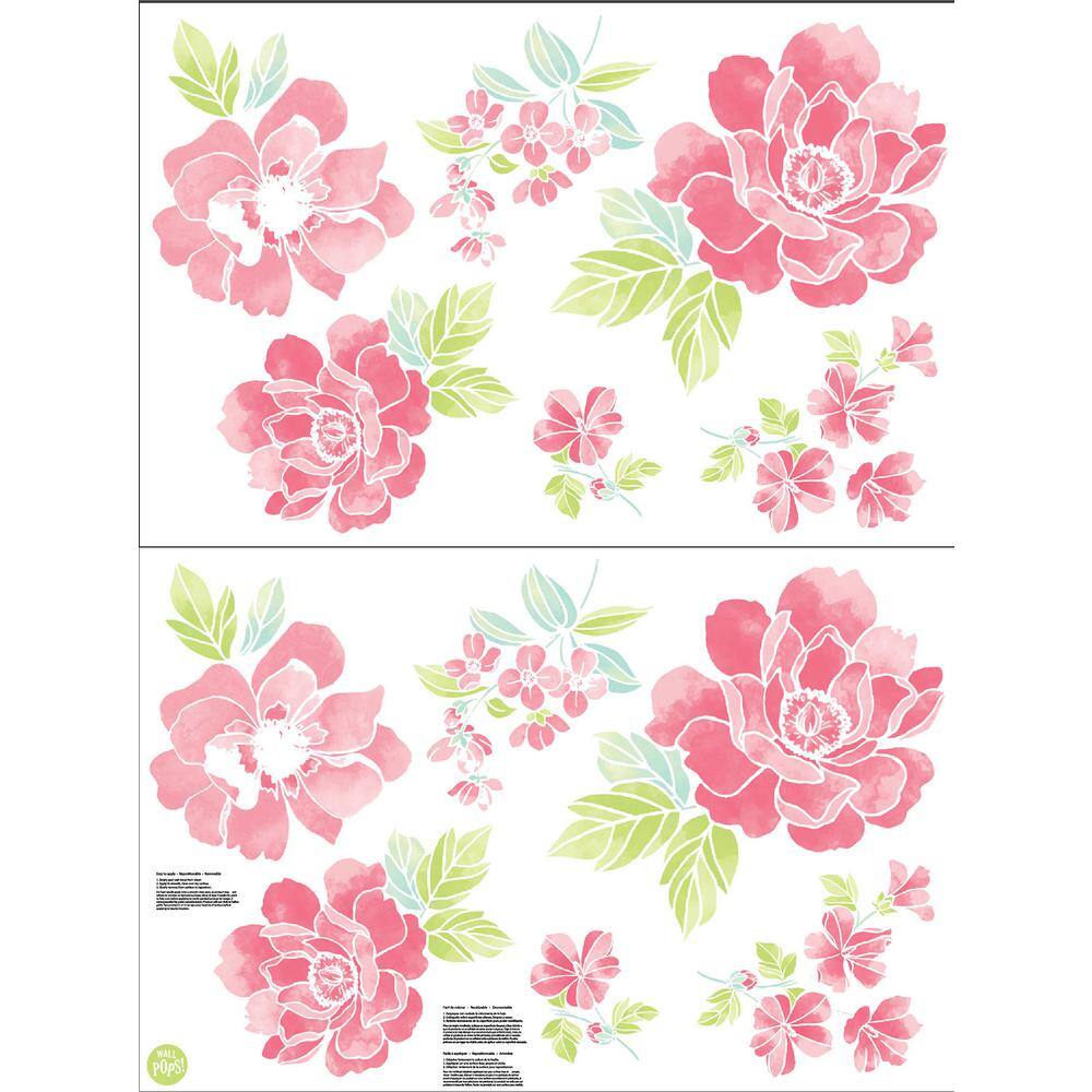 WallPops Pink Sitting Pretty Flowers Wall Art Kit