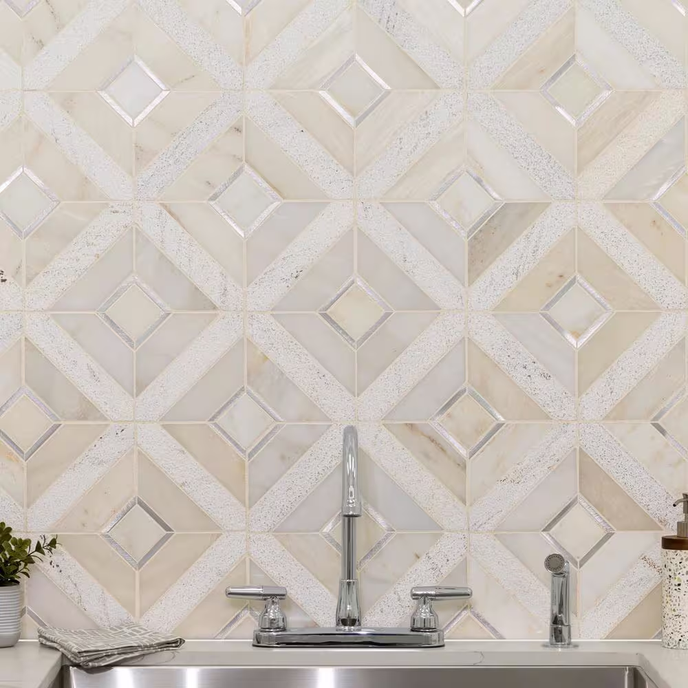 MSI Verona Silver Pattern 11.85 in. x 11.85 in. Mixed Multi-Surface Mesh-Mounted Mosaic Tile (9.8 sq. ft./Case)
