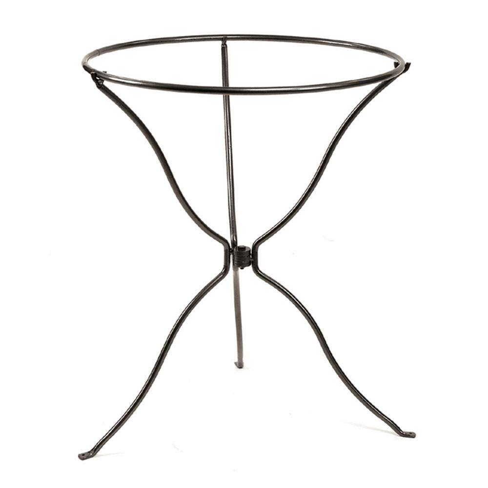 ACHLA DESIGNS 24 in. Dia Round Antique Finished Brass Classic Copper Birdbath with Black Wrought Iron Folding Ring Stand