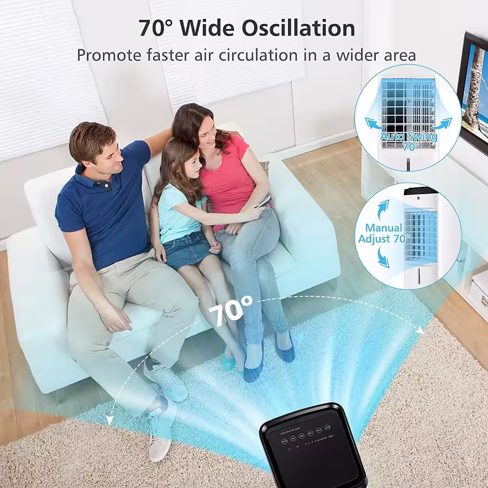 Gymax Air Conditioner Evaporative Air Cooler 3-in-1 Portable Quiet Swamp Cooler Fan and Humidifier w/4-Modes