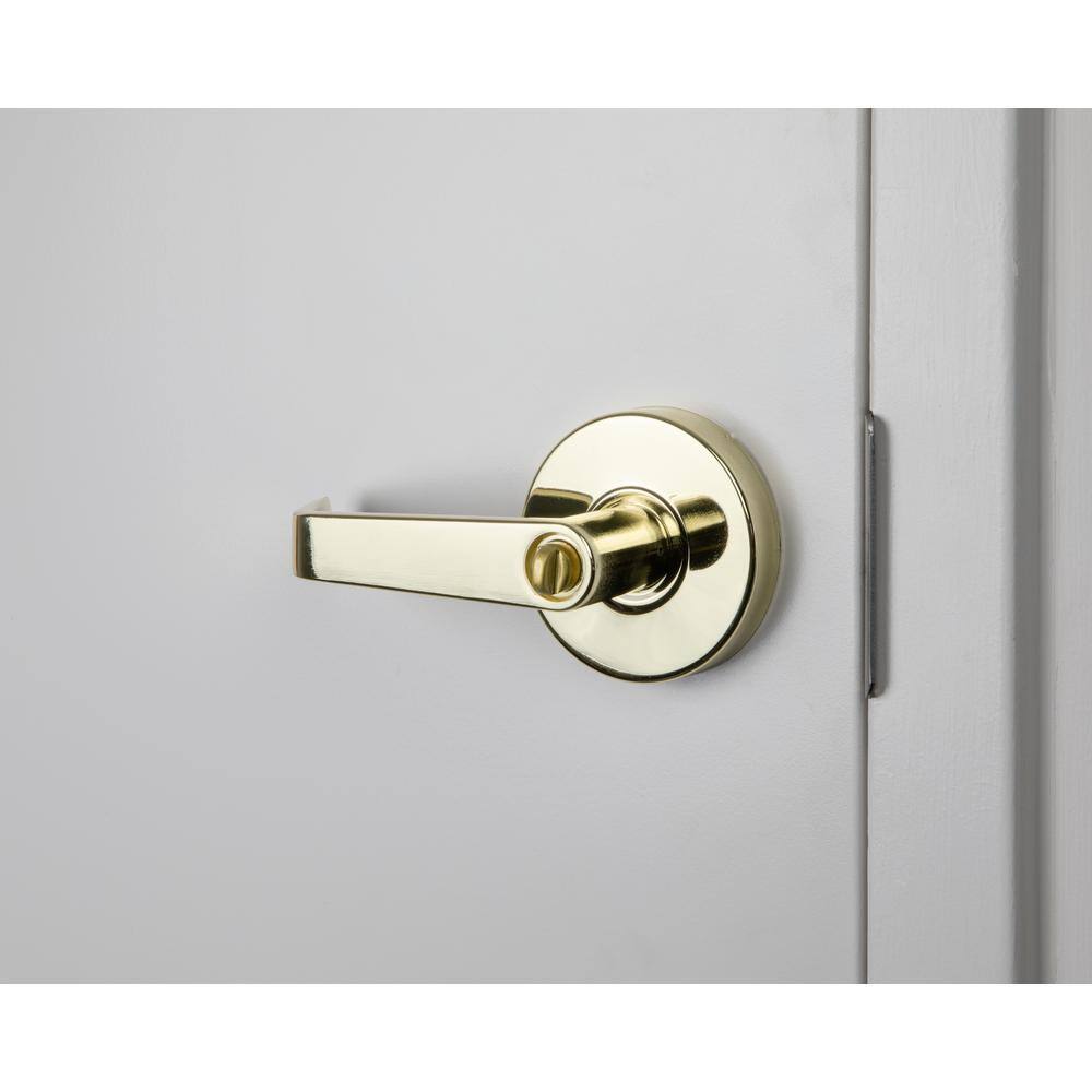 Taco LSV Saturn Standard Duty Bright Brass Grade 2 Commercial Cylindrical Privacy Bed/Bath Door Handle with Lock
