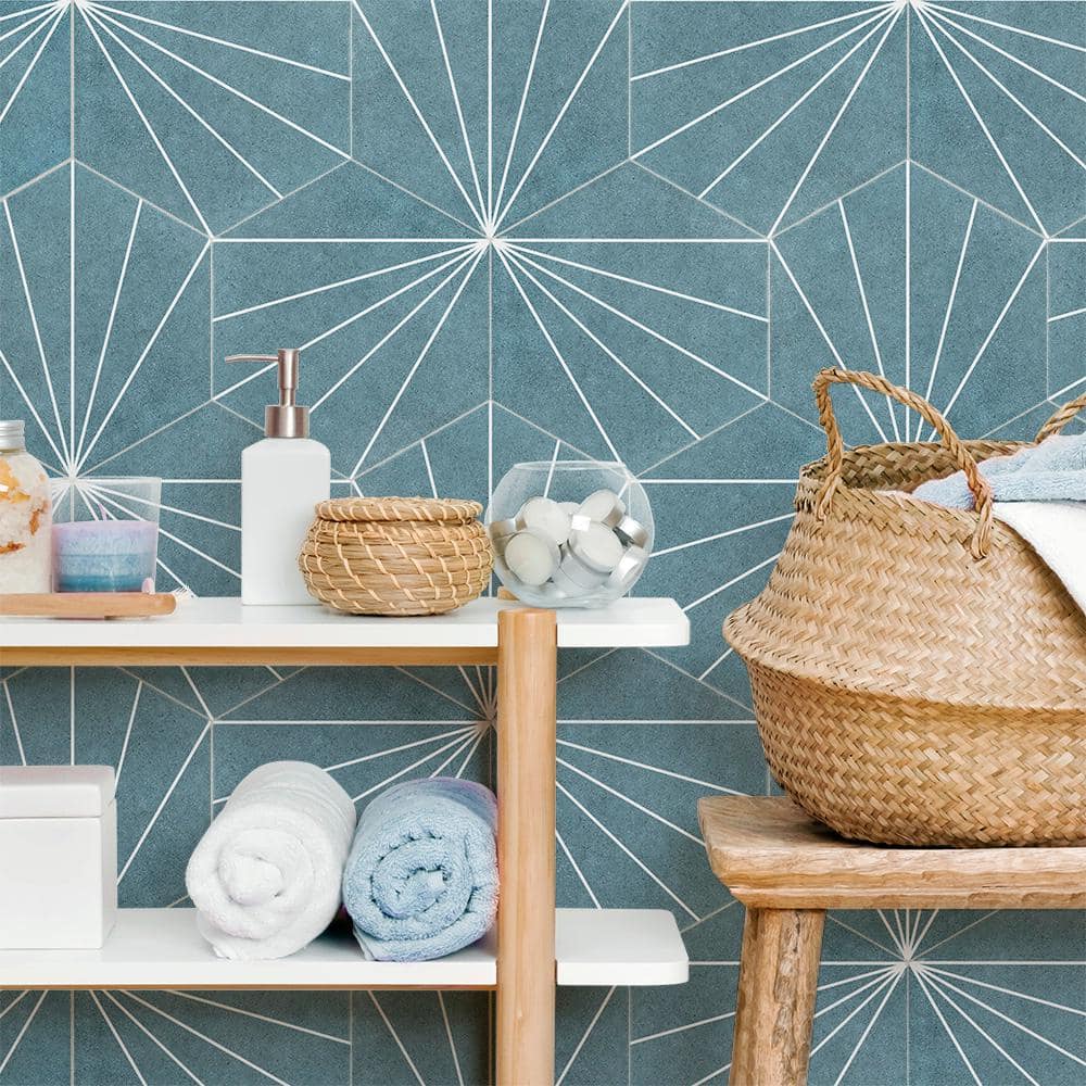 Merola Tile Aster Hex Azul 8-5/8 in. x 9-7/8 in. Porcelain Floor and Wall Tile (11.5 sq. ft./Case)
