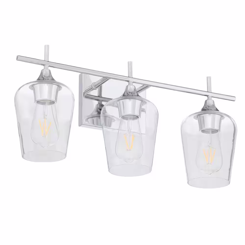 Savoy House Octave 21 in. W x 9 in. H 3-Light Polished Chrome Bathroom Vanity Light with Clear Glass Shades