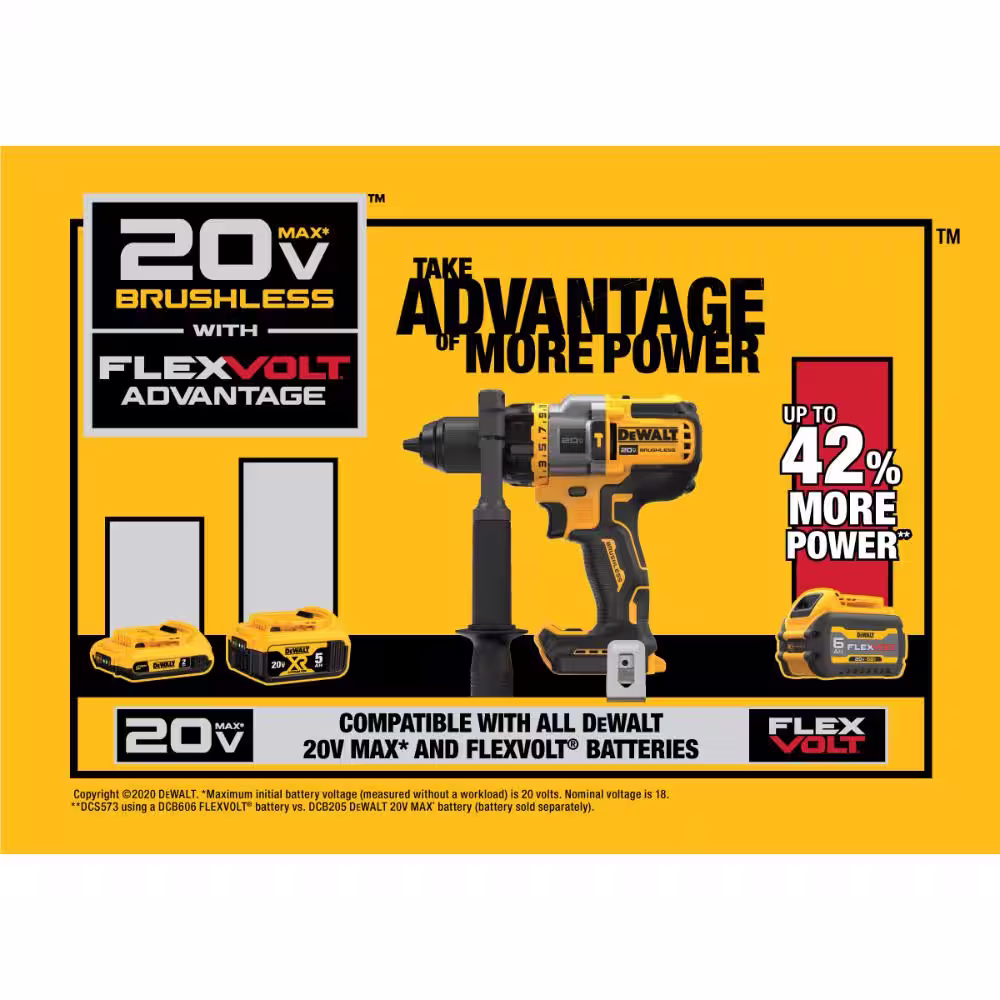 DEWALT 20V MAX Brushless Cordless 1/2 in. Hammer Drill/Driver with FLEXVOLT ADVANTAGE (Tool Only)