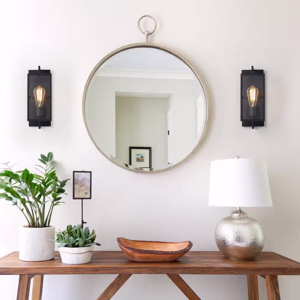 C Cattleya 5 in. Matte Black Sconce with Clear Tempered Glass Shade