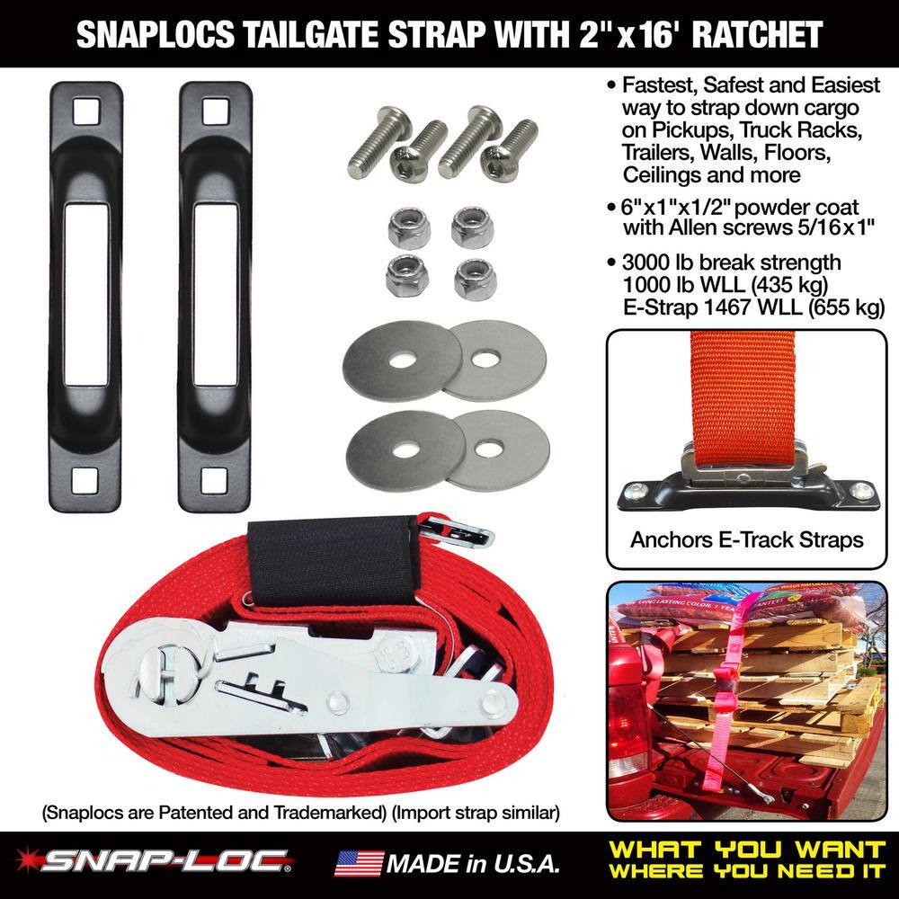 SNAP-LOC 16 ft. x 2 in. Tailgate Strap with Ratchet