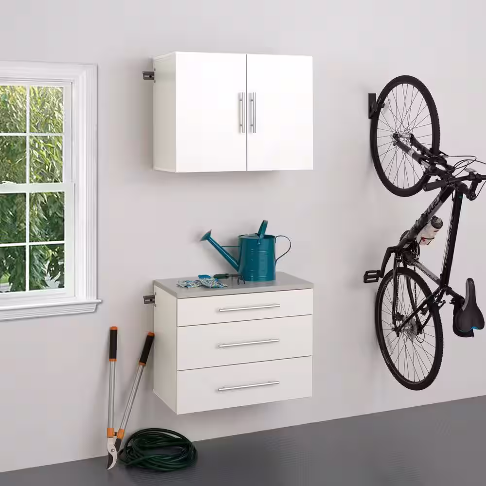 Prepac HangUps Collection 30 in. W x 24 in. H x 16 in. D Wood Wall Mounted Garage Cabinet in White