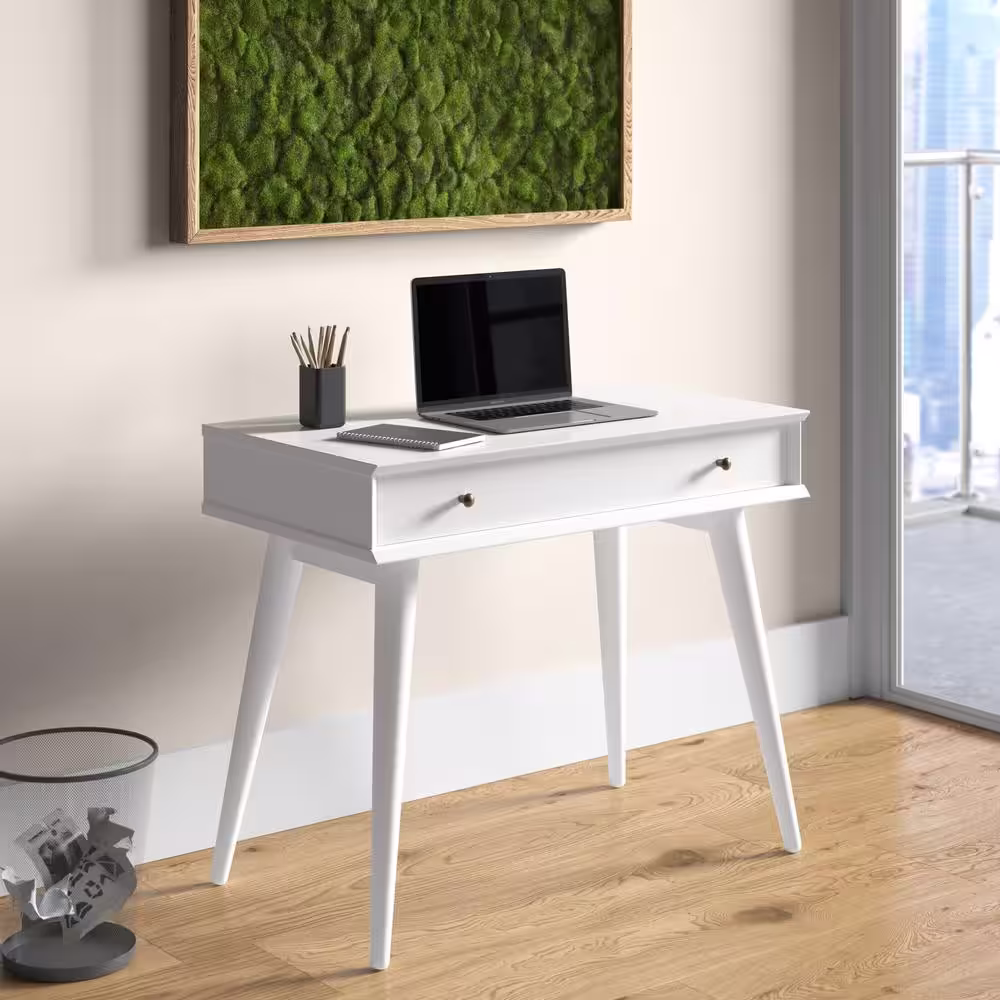 Camaflexi Mid-Century 1-Drawer White Desk