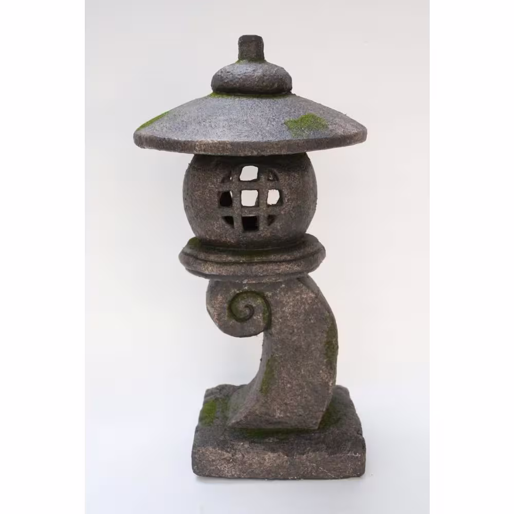 Hi-Line Gift 32 in. Grey Stone Pagoda Lantern Garden Statue