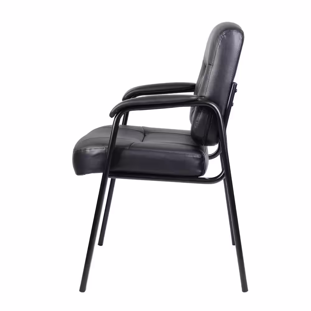 BOSS OFFICE Black Executive Mid Back LeatherPlus Guest Chair