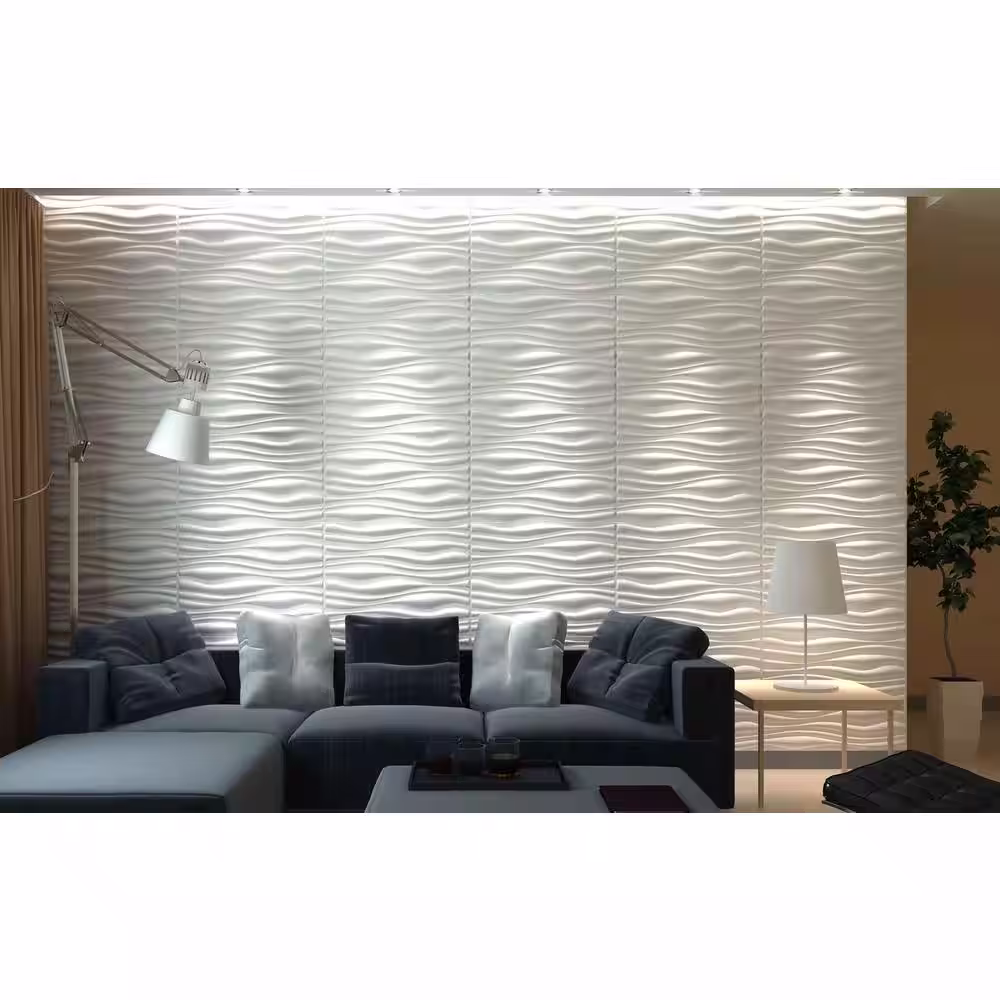 Art3d 19.7 in. x 19.7 in. Decorative PVC 3D Wall Panels Wavy Wall Design (12-Pack)