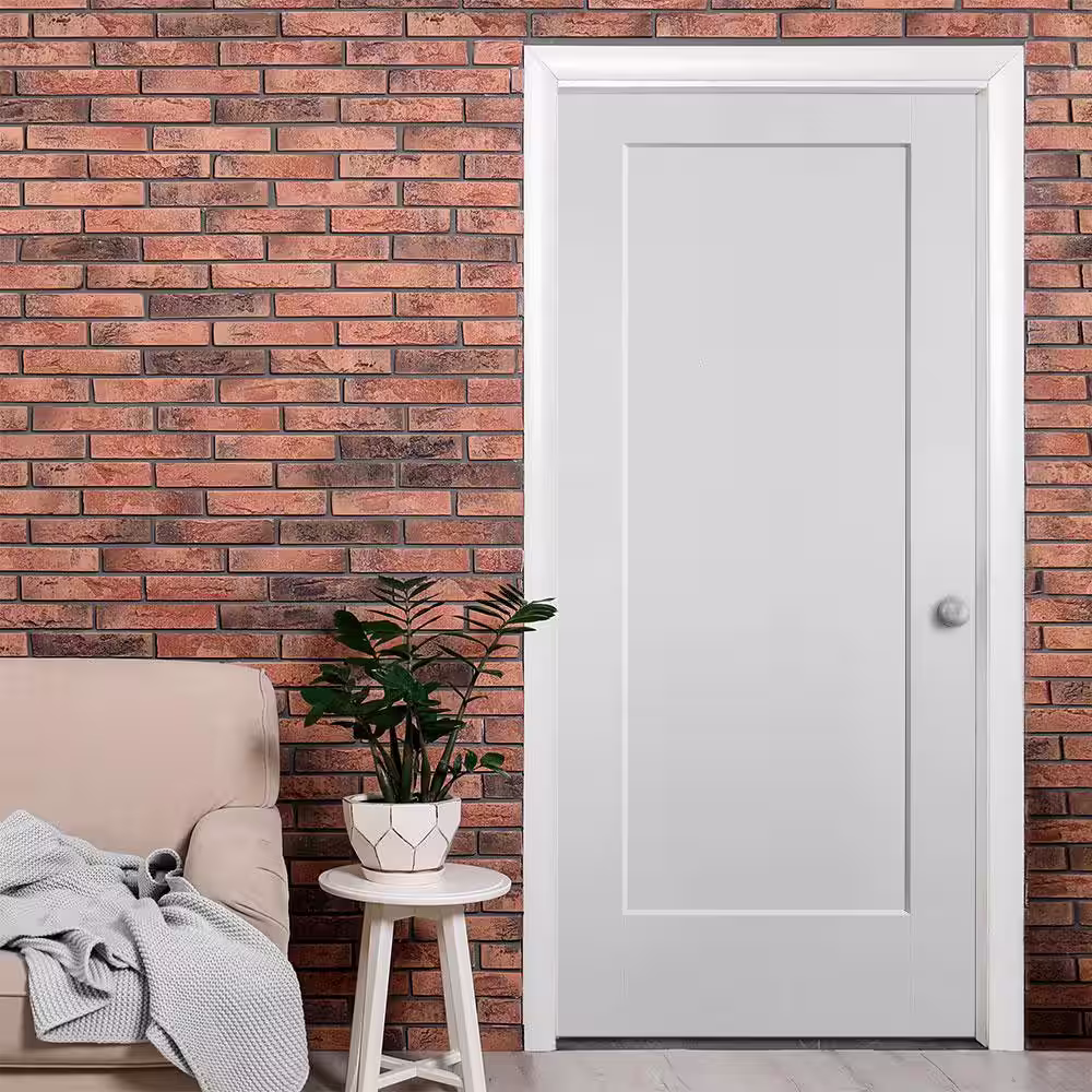 Masonite 24 in. x 80 in. Lincoln Park 1-Panel Left-Handed Hollow-Core Primed Composite Single Prehung Interior Door
