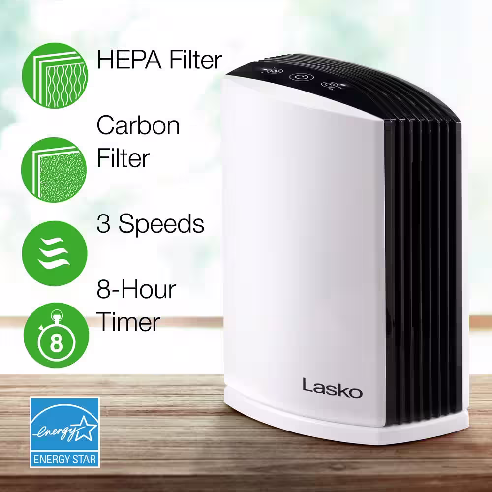 Lasko HEPA Filter Desktop Air Purifier with TotalProtect Filtration