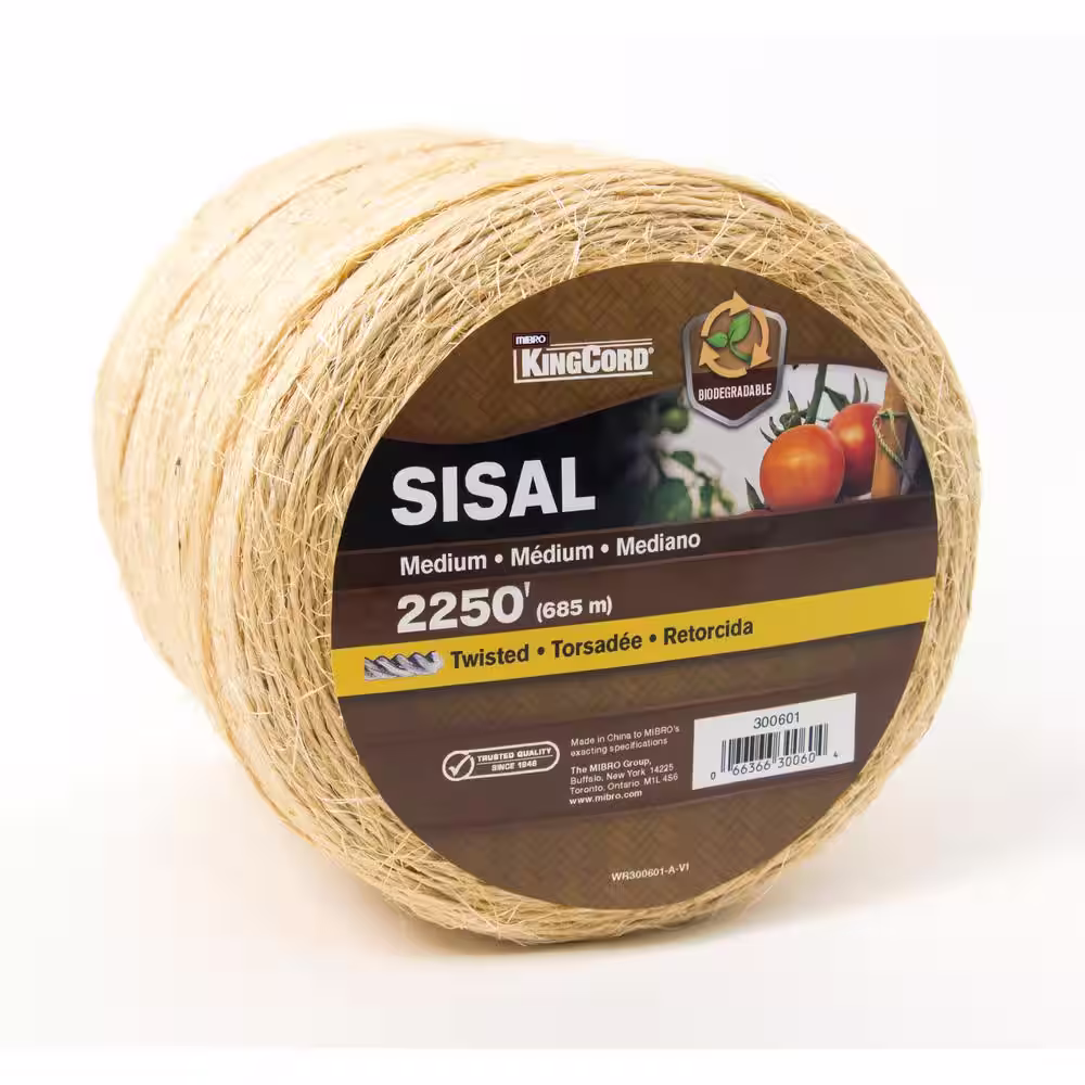 KingCord # 24 x 2,250 ft. Medium Weight Twisted Sisal Twine, Natural
