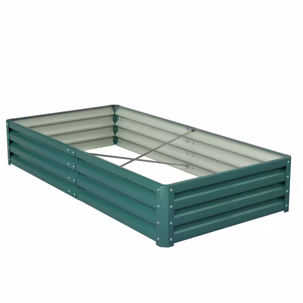 Tozey 6 ft. x 3 ft. x 1 ft. Galvanized Steel Raised Garden Bed Planter Box for Vegetables, Flowers, Herbs