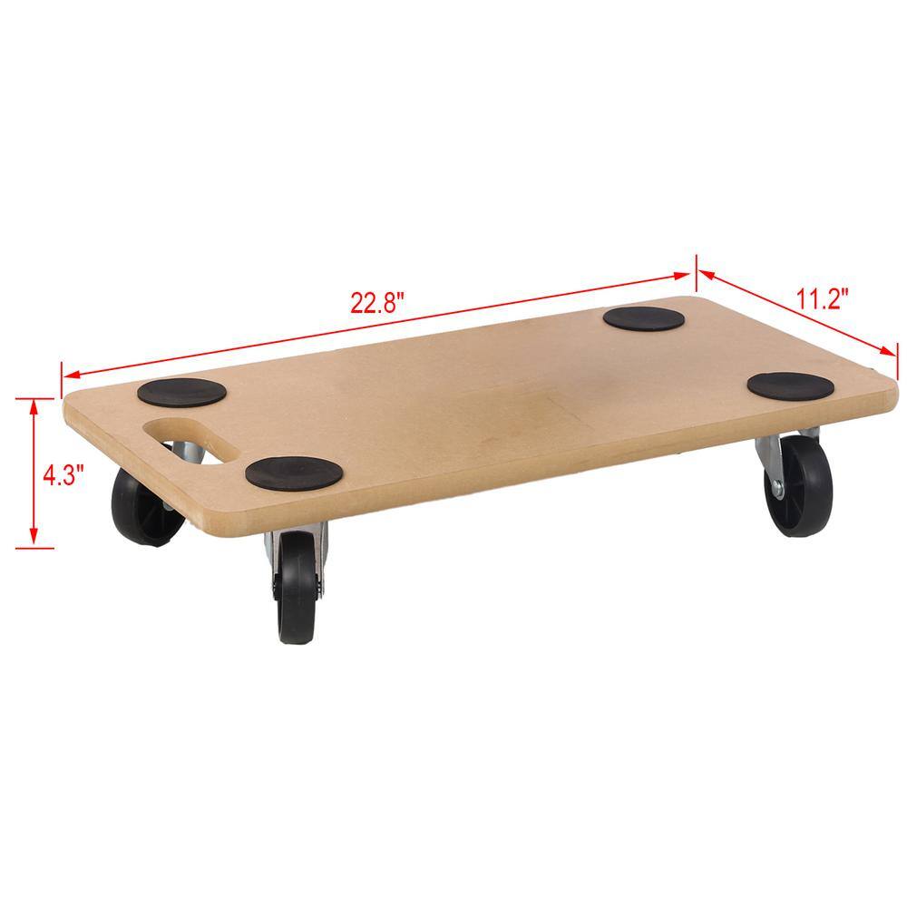 None 500 lbs. Capacity Heavy-Duty Wood Rolling Mover Furniture Moving Dolly, (4-Pack)