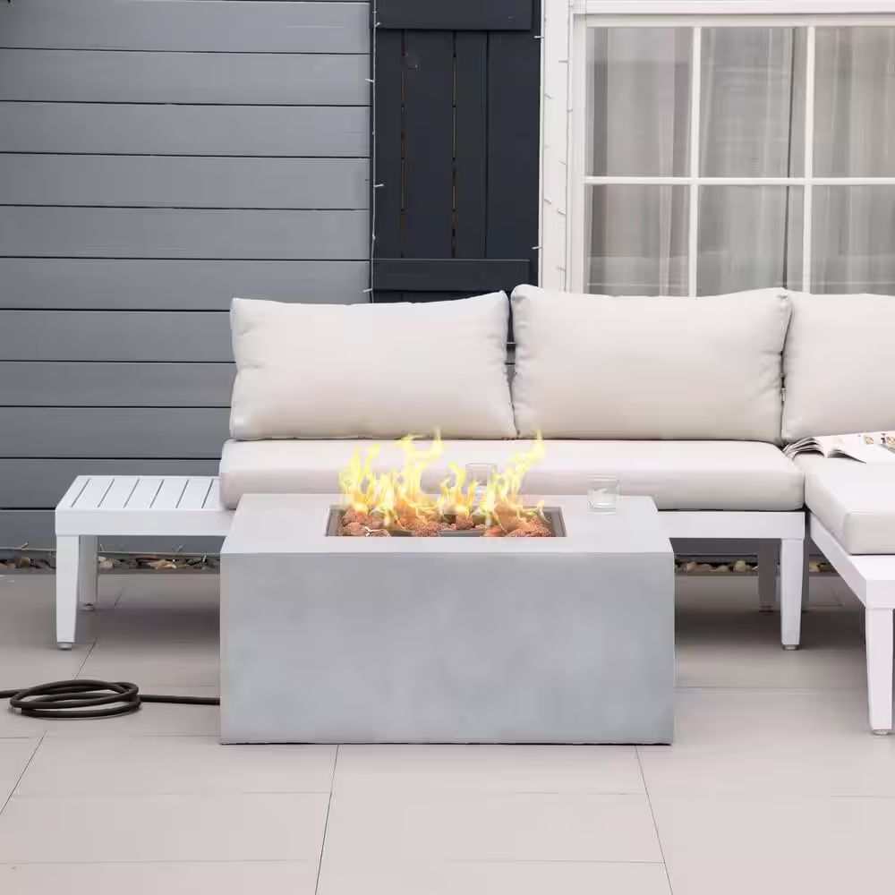 Outsunny Outdoor Grey Propane Fire Pit Table
