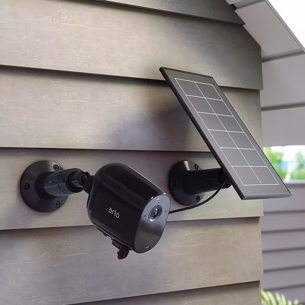 Arlo Essential Solar Panel - Works with Essential Cameras, Weather Resistant, 8 ft. Power Cable, Adjustable Mount, Black