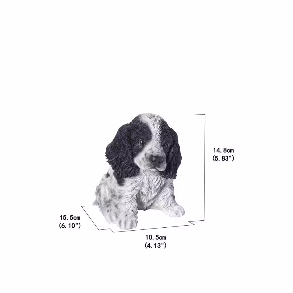 None Black and White Cocker Spaniel - Garden Statue