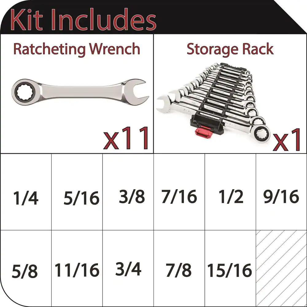 Husky Ratcheting SAE Combination Wrench Set (11-Piece)