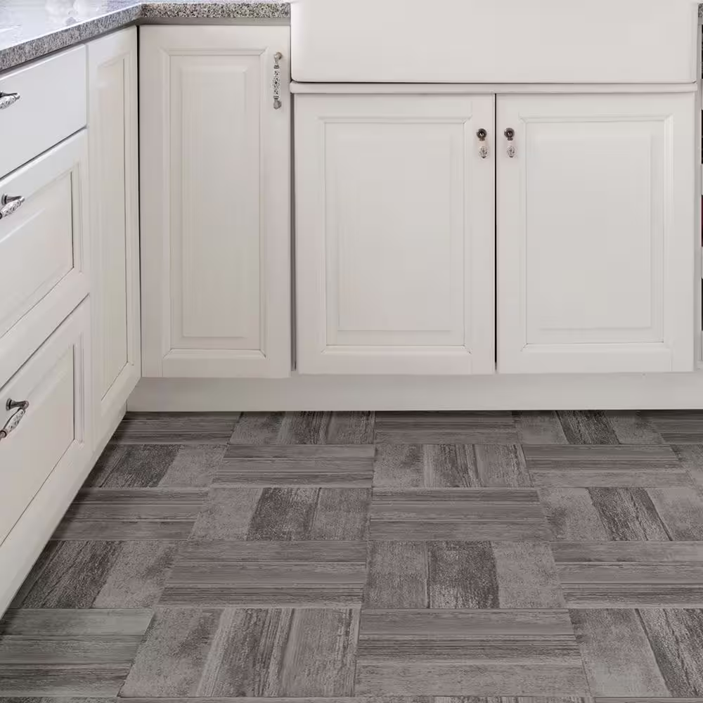 FloorPops Vanleer 12 in. W x 12 in. L Grey Peel & Stick Vinyl Tile Flooring (20 sq. ft./case)