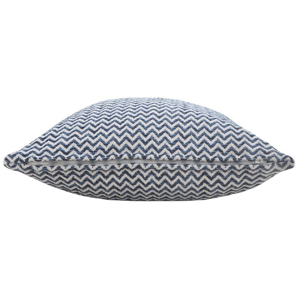 LR Home Cool Summer Blue / White Chevron Textured Poly-Fill 22 in. x 22 in. Throw Pillow