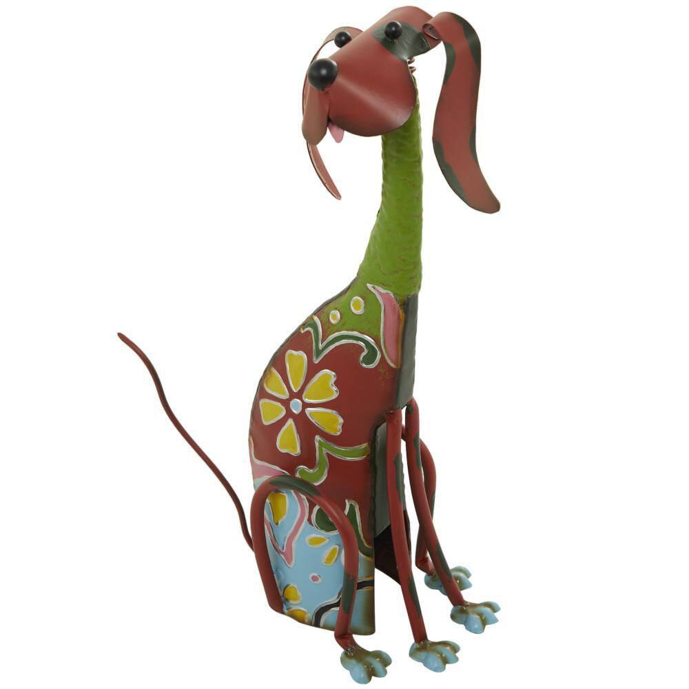 Litton Lane 19 in. Multi-Colored Metal Eclectic Dog Garden Sculpture