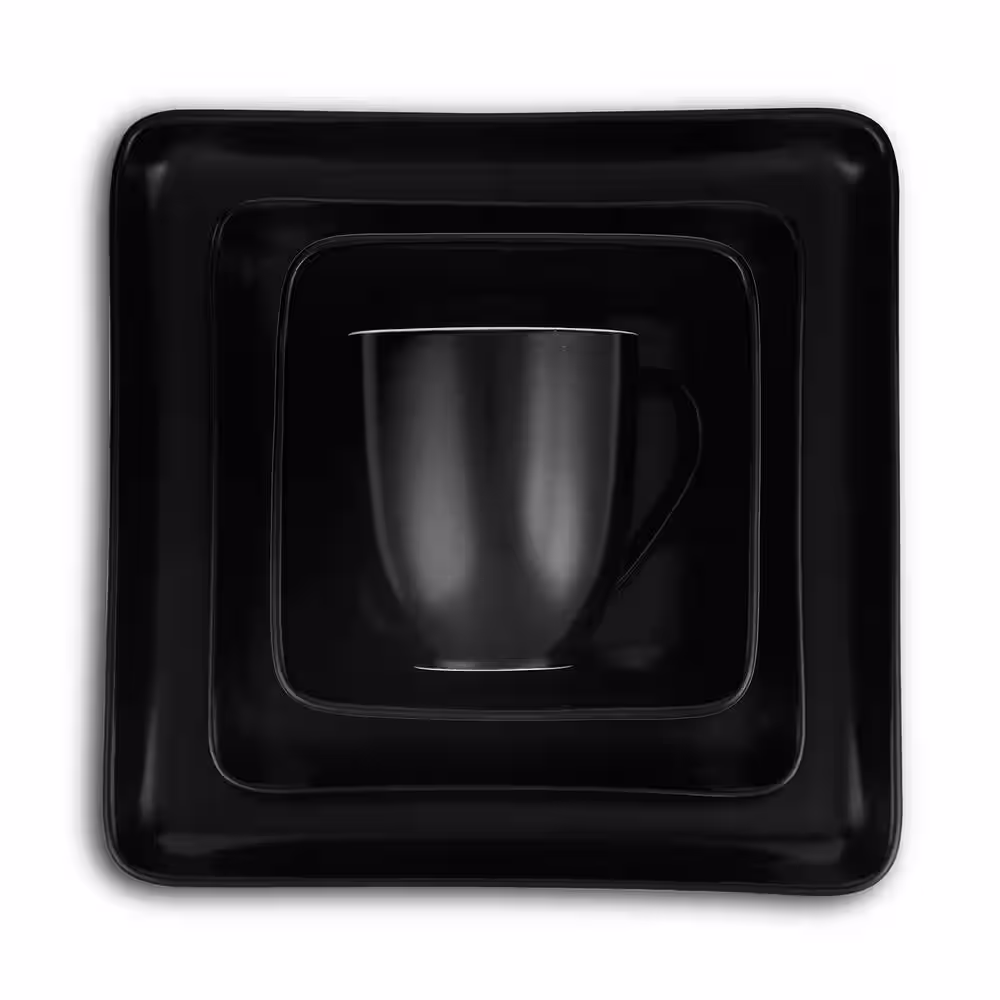 STONE LAIN Stone Lain Amy 24-Piece Dinnerware Set Porcelain, Service For 6, Black